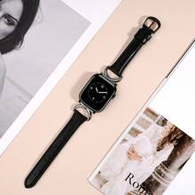 适用于 40mm、41mm、42mm、44mm、45mm、38mm、46mm、49mm 女士表带 - 超薄精致，吸汗舒适 - 简约优雅时尚 - C 形金色表扣设计 - 兼容 Series 10、9、Ultra、SE、8、7、6、5、4、3、2、1 - 替换表带配件 - 黑色 - 查看 3