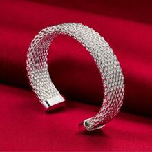 Charm Silver Braided Bangles For Women Wedding Engagement Party European American Style Bracelet Jewelry