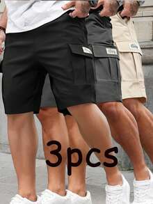 3件套男士夏季轻便工装短裤休闲透气户外百慕大短裤 - 彩色 - 查看 3