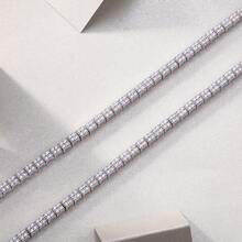 1 pieza Collar de Moissanita con pavé completo, baño de oro de 18K en plata de ley 925, diseño de cadena con engaste de garras, estilo minimalista, versátil para uso diario, superposición o regalo, con certificado GRA