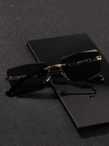 1 pieza Gafas decorativas sin marco con estampado de leopardo y patas de moda, gafas de montura pequeña y elegante, adecuadas para la playa y vacaciones, unisex