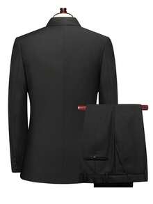 2pcs Men's Business Formal Suit Set, Suitable For Wedding, Graduation Season - Black - View 3