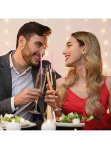 36 pajitas con forma de corazón color rosa, pajitas lindas empacadas individualmente, pajitas rosas adecuadas para cócteles, fiestas de cumpleaños, bodas, regalo de novia para el Día de San Valentín, útiles escolares
