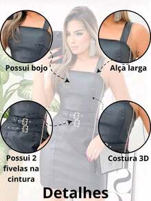 Buckle Leather Dress - 黑色 - 查看 7