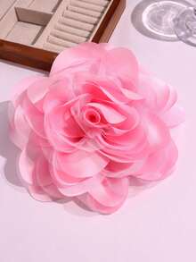 20 厘米夸张复古优雅双层雪纺面料花朵胸针，晚礼服、西装、主持人礼服装饰配件衣服包饰学校办公室配件衬衫夹克首饰圣诞节万圣节衣服别针有趣可爱的教师礼物