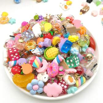 15/30/50 st Slumpmässig blandning Mode Assorted Resin Kawaii Charm Glaskula Önskeflaska Mjölk Tekopp Söt DIY-hänge för handgjorda örhängen Halsband Armband Tillverkning Hantverkstillbehör