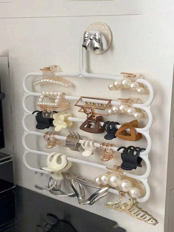 1/3pcs Hair Claw Hair Accessory Organizer Rack, Wall Mounted Large Capacity Multi-Layer Dorm Hair Clips And Headbands Storage Holder