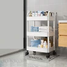 3/4 Layer Rolling Storage Organizer Cart With Wheels, Easy To Assemble, Suitable For Bathroom, Kitchen, Office, Snack Utility Trolley - White - View 5