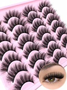 14 Pairs Luxury 3D Faux Mink Lashes - Thick, Fluffy, Elegant D-Curl False Eyelashes, Natural Look, Fluffy And Dramatic Cat-Eye Lashes, Suitable For Bold Eye Makeup, Reusable, Perfect For Beginners, Great For Daily And Party/Holiday Use - Bulu Mata Alami - View 1