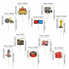 Magdalenas o cupcakes brillantes de cine, noches de cine, magdalenas, palomitas de maíz, decoraciones para cupcakes, decoraciones de pastel para fiestas de cumpleaños con tema de cine - Multicolor - Ver 13