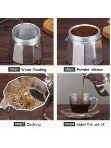 1pc Classic Italian/American Style Stovetop Espresso Maker - 10.14oz Aluminum Moka Pot, Manual Operation, Ideal For Home And Restaurant Use, Great Gift For Back To School, Teacher's Day, Valentine's Day, Eid, Easter, Ramadan, Coffee Bar Essential, Perfect Companion To Coffee Cups - Multicolor Moka Pot - View 9