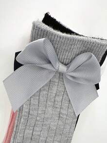 4 Pairs Kids Bow Decorated Mid-Calf Socks, Suitable For Girls All Seasons - Multicolor - View 7