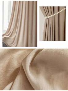 1pc Perforated European Modern Simple Sheer Curtain For Living Room - Brown - View 2