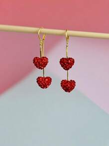 2025 Spring/Summer New Luxury-Feel Red Heart-Shaped Earrings, Popular Fashion Earrings