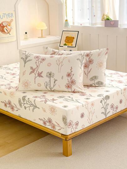 2/3 件套柔软床笠套装 - 碎花床单套装 1/2 枕套和 1 个床垫保护套（30 厘米/12 英寸深） - 现代床垫套或床垫枕套，适合所有床型 单人床 全尺寸大号双人床 特大号双人床 单人床 双人床上用品套装