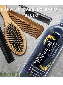 Rapunzel Zatarian shampoo 500ml cuidado capilar fortalecedor hidratante natural crecimiento cabello saludable brillo extremo fórmula avanzada - Negro - Ver 5