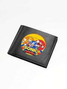 Black Short Folding Wallet Simple Wallet Cute Cartoon Anime Men's Wallet - Multicolor - View 6