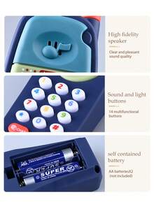 智能早教模拟多功能电话儿童玩具，拨号，播放音乐，模拟声音，适合男孩和女孩的教育亲子互动玩具，礼物，部分配件随机，不含电池 - 彩色 - 查看 6