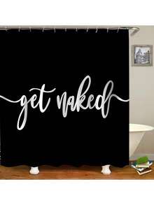 1/4 Pieces Set Black Printed Bathroom Shower Curtain, Non-Slip Bath Mat Rug, U-Shaped Toilet Cover, Bathtub Curtain, 71"X71", With 12 Hooks, Bathroom Decor Fall Decor Bathroom Accessories Back To School