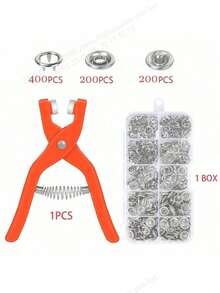 200/100/50pcs Five-Claw Snap Fastener Kit, Metal Snap Fastener Set For Sewing With Manual Plier, Fastener And Storage Box, For DIY Crafts, Clothes, Hats, Bags - Silver - View 7