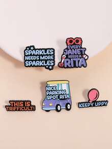 5Pcs This Is Trifficult Enamel Pins Keepy Uppy Nice Parking Spot Rita Brooches Lapel Badges Clothes Jewelry Gift For Best Friends ﻿ - Multicolor - View 4