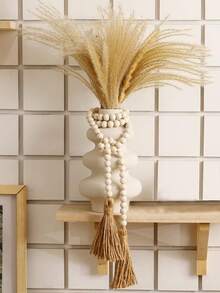 1pc Farmhouse Beads 30/39/45/52in Wooden Beads Garland With Tassels – Rustic Boho Wedding Decor, Bridal Shower & Party Essentials, Table Centerpiece, Holiday Wreath For Door/Halloween/Thanksgiving/Christmas, Home Decor Accents (Bedroom/Living Room/Garden Wall, Gift For Teachers/Best Friends/Housewarming)