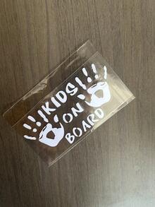 1pc Car Sticker "KIDS ON BOARD" Baby On Board Reflective Hand Print Warning Car Decal, White/Black/Laser - Multicolor - View 11