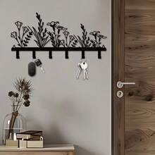 1 عدد شماعة حائطية معدنية بتصميم زهري ، رف منظم كزينة مدخل للمعاطف ، مناسب لديكور الحائط في عيد الميلاد