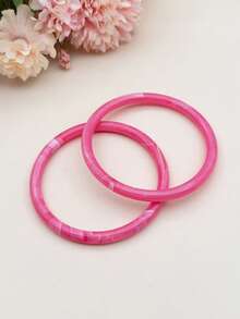 1 set de múltiples brazaletes de resina de colores de caramelo primaverales - cada brazalete tiene una textura agrietada única - pulsera - Ver 7