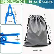 30个密封夹薯片夹套装实用2英寸 - 食品袋金属夹，PVC涂层针，重型，带防水储物袋，适用于家庭厨房露营，10种颜色（混色+储物袋）