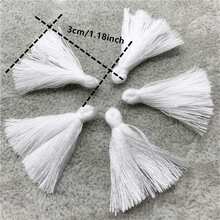 30 piezas de borlas de algodón de 3 cm de largo, adornos de flecos de algodón para coser, cortinas, accesorios, manualidades, decoración del hogar, bodas - Elige colores - Ver 3