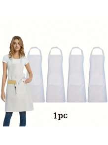 Delantal negro premium con bolsillos grandes - Tela de poliéster duradera, lavable a máquina, excelente para cocinar, parrilla, barbacoa y actividades al aire libre, delantal de cocina