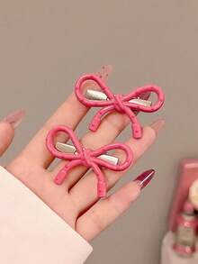 4/2 件波尔卡圆点蝴蝶结发夹，女士侧刘海发饰，鸭夹发夹 - 彩色 - 查看 8