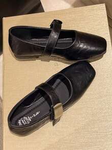 Elegant Mary Jane Shoes For Women, 2025 Spring New Arrivals Square Toe Loafers, Versatile Slip-On Flats - Beige - View 3