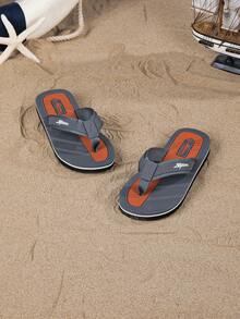 1 Pair Boys' Comfortable, Fashion, Casual, Lightweight, Beach Flip-Flops, Suitable For Summer - Grey - View 5
