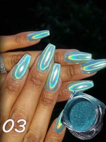 1 cutie holografică Laser Nail Art sclipici pulbere pentru unghii oglindă lustruire crom pigment strălucitor dip pulbere DIY unghii farmece unghii pietre prețioase consumabile unghii