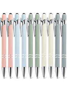 20 Metal Retractable Ballpoint Pen Set With Touch Screen Pen Tip - Medium Thick Pen Tip, Smooth Writing, Anti Slip Handle, Compatible With Multiple Devices - Suitable For Daily School/Office Use Back To School - Multicolor - View 13