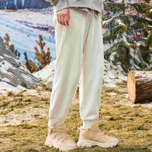 XTEP Pantalones deportivos de pareja ajustados a las piernas, de terciopelo, de primavera y otoño, de punto casual, 876427630125