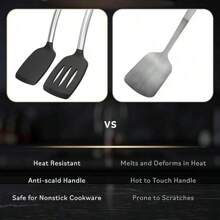 1pc Solid Silicone Spatula, Non-Stick Insert Type Heat Resistant Kitchen Tool, Suitable For Fish, Eggs, Pancakes