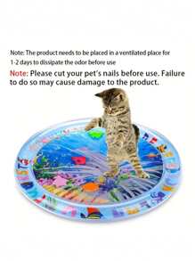 Interactive Splash-Proof Cat Play Mat With Floating Fish Design, PVC Boredom Relief Kick Toy For Indoor Cats, Tap Water