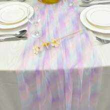 Runner da tavolo in chiffon sfumato, realizzato in stile Balinese stropicciato, trasparente e di stile boho, decorazione per tavola da pranzo per matrimonio, festa o vacanza