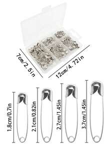 4 Different Types Of Pin Sets, Safety Pins, Rust Resistant Nickel Plated Steel, Sharp Edge Pins For Clothing, Sewing, Art, And Handicrafts. - Multicolor - View 5