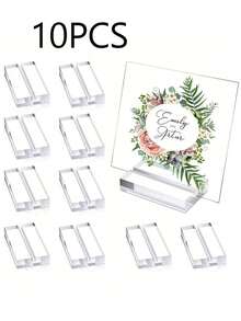 亚克力签名桌座位卡布置透明卡槽底座明信片婚卡架桌号牌架，透明亚克力卡槽底座明信片卡架婚卡架桌号牌桌卡展示架。