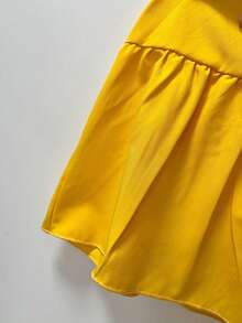 Girls' Summer Dress, Sunlight Yellow 3D Ruffle Strap Dress, Girls Beach Holiday & Daily Outfit - Yellow - View 8