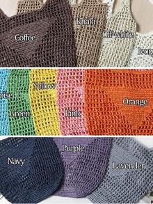 1pc Personalized Initial Letter Large Capacity Tote Bag, Customized Name Print Birthday Gift, Reusable Grocery Bag Suitable For Shopping, Holiday, Picnic, Travel - Multicolor - View 8