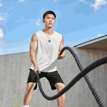 XTEP 特步男款速干背心2025夏季透气健身时尚篮球服跑步运动无袖上衣875229090060 - 明月白 - 查看 2