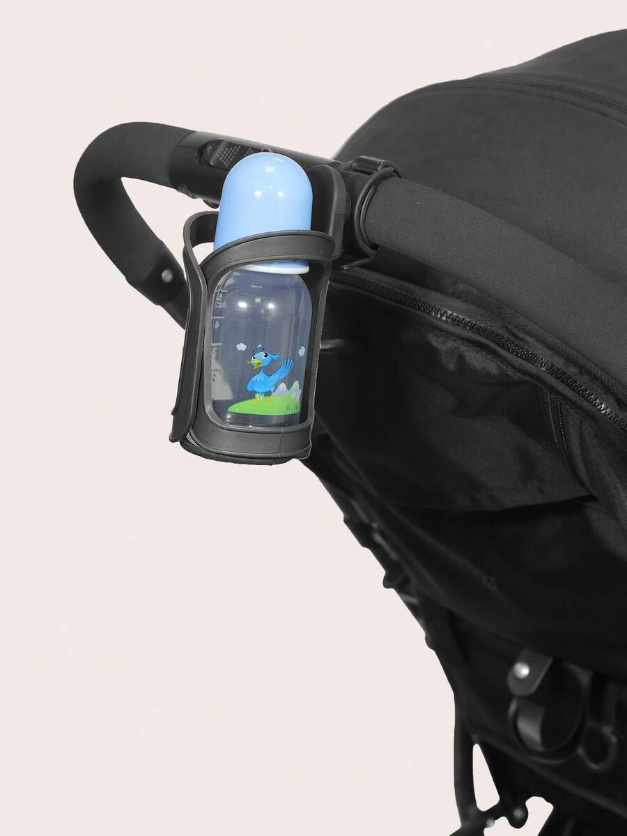 1pc 360° Rotatable Bottle Cup Holder For Baby Stroller, All-In-One - Black - View 1