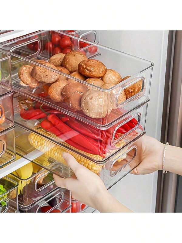 2pcs Food Storage Containers, Perfect For Organizing Refrigerator, Bathroom, Bedroom, Fridge, Kitchen, Fruit Tray, Beverage Holder