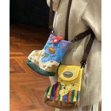 Space Adventure Cartoon Doodle Crossbody Bag - Color-Blocking Mini Shoulder Pouch For Daily Use, Playful & Stylish Unisex Accessory - Multicolor - View 3