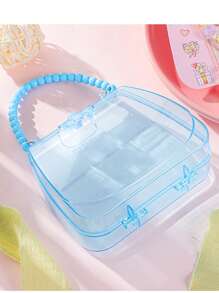 1pc/3pcs Transparent Jewelry Box, Cute Cartoon Storage Box For DIY Jewelry, Makeup, Portable Handheld Box (Color May Vary Slightly From The Actual Item)